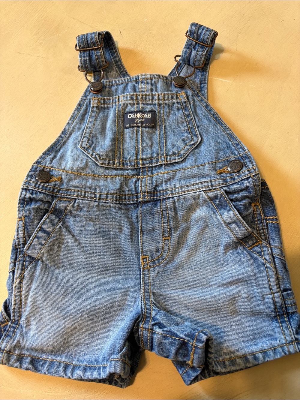 OshKosh B'gosh Denim Short Overalls Unisex Carpenter Style Size 6 Months